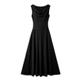 thumbnail image 5 of QUNYINEY Flowy Womens Wedding Guest Dress Sleeveless Long Elegant Black A Line Dress with Pockets Ruched Slim Fit Crew Neck Dresses, 5 of 5