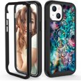 thumbnail image 1 of FYBTO for iPhone 13 Case for Women Girls, Leopard Cheetah Pattern Dual Layer Rugged Bumper High Impact Sturdy Protective Shockproof Phone Case Cover for iPhone 13,Black Leopard, 1 of 5