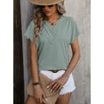 thumbnail image 4 of Summer New Women's V-neck Chain Jacquard Top Short-sleeved T-shirt, 4 of 6