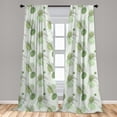 thumbnail image 4 of Ambesonne Retro Curtains, Line Art Dots Leaves Drawing, Pair of 28"x95", Peacock Green Khaki Grey, 4 of 4