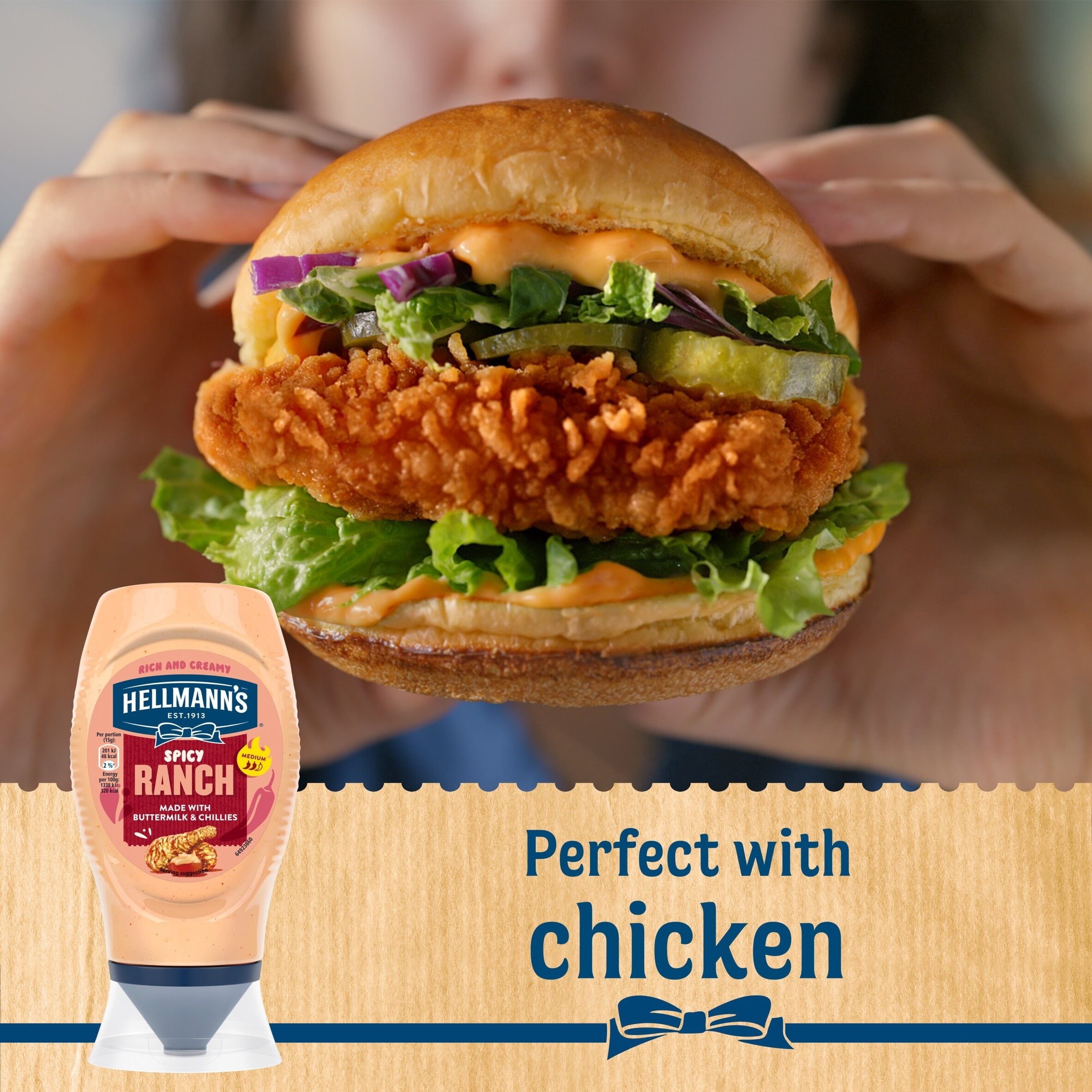 Hellmann's Spicy Ranch Mayo 245g, Imported from Britain