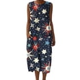 thumbnail image 2 of 4th of July Dresses for Women Summer Cotton Crew Neck Sleeveless Tank Dress Independence Day Print Beach Long Dresses with Pockets, 2 of 9