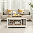 thumbnail image 4 of Patiojoy Farmhouse Coffee Table 2-Tier Square Cocktail Table with Open Storage Compartment, 4 of 9