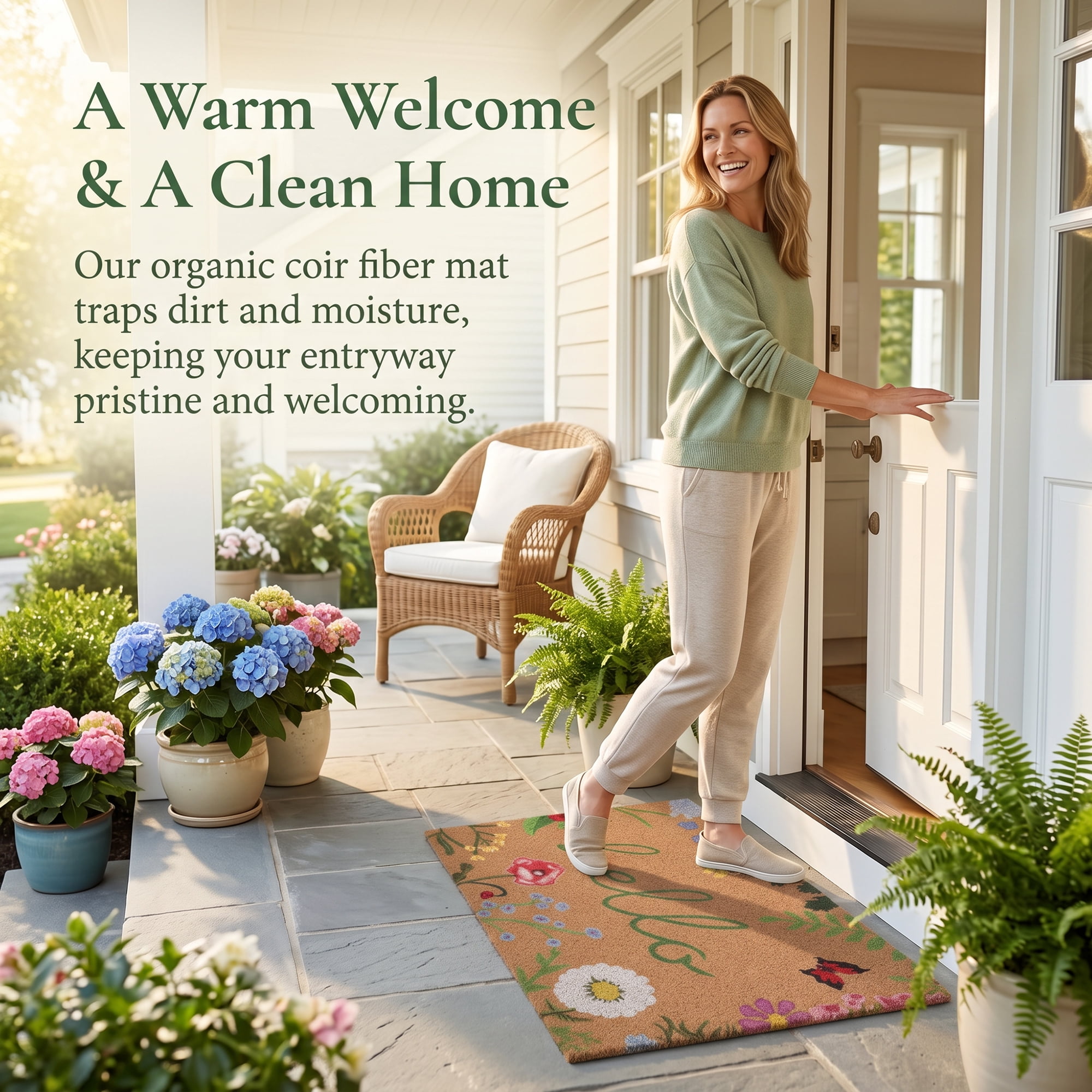 Unique Bargains Natural Coir Non-Slip Backing Waterproof Doormat Brown 32" x 20"