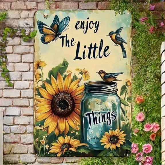 HELLOYOUNG Vintage Sunflower Tin Sign Rustic Metal Wall Decor 8x12 Inch Inspirational Quote Art for Indoor Outdoor