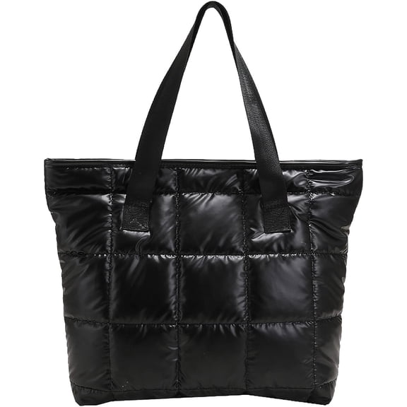 LinYooLi Puffer Tote Bag for Women Boho Quilted Handbag Padded Shoulder Bag Winter Soft Lightweight