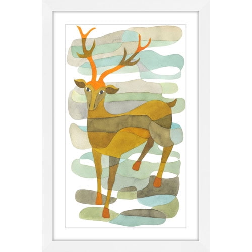 Marmont Hill "Stag" by Yolanta Gawlik Painting Print on White Wood