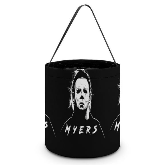 Michael Myers Candy Tote Bags Halloween Trick or Treat Bucket Bag Portable Collapsible Reusable Goody Handbag