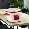 thumbnail image 2 of Holiday Dinnerware Storage Box Soup Plate Container Comes With Two Handles And Clear PVC Window For Easy Visibility, Constructed Holiday Saucer Storage Box With Lid For Safe Dishes Storing, 2 of 4