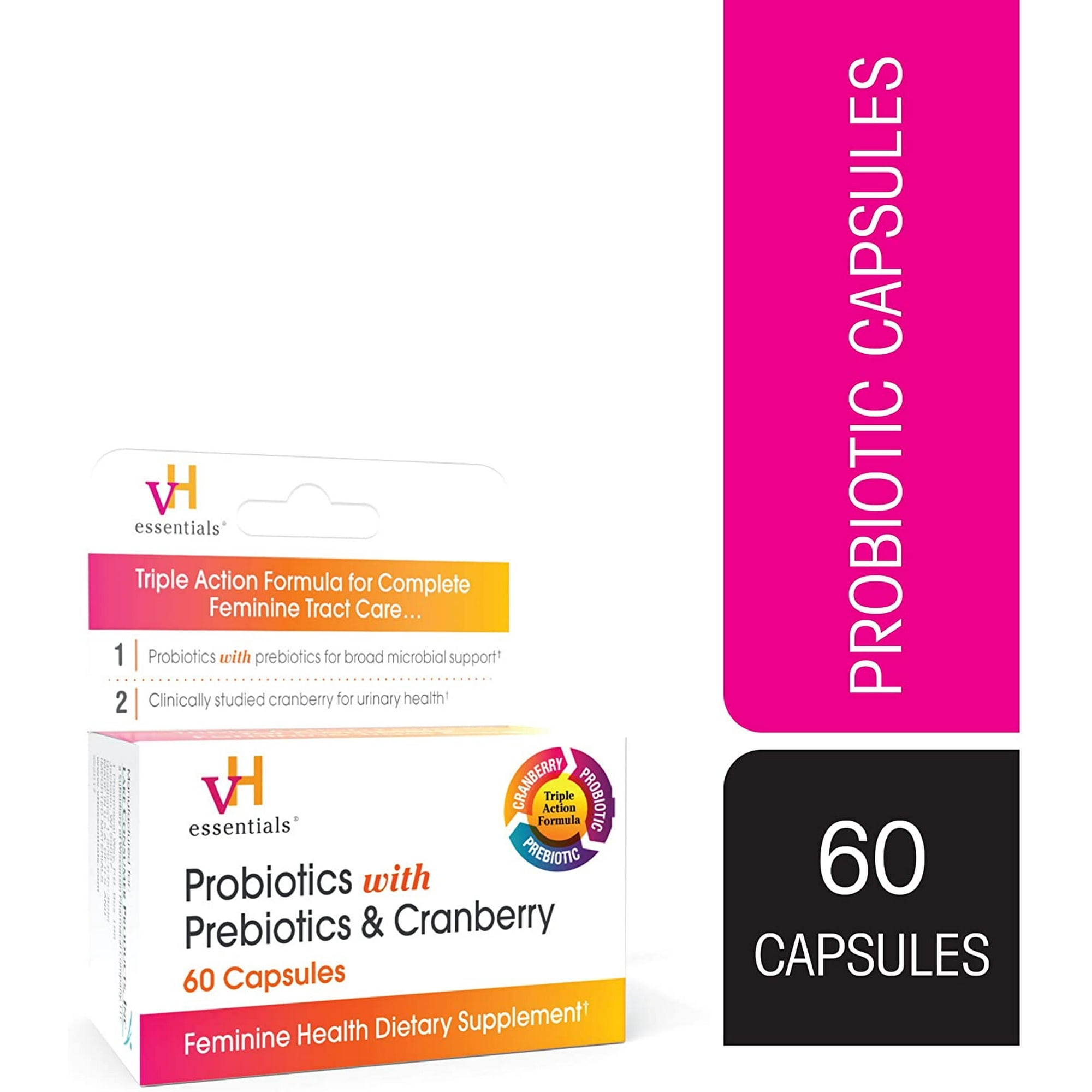 vH Essentials Probiotics with Prebiotics & Cranberry Feminine Health Capsules, 60 count