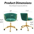 thumbnail image 2 of Velvet Woven Home Office Chair, Modern Swivel Desk Chair with Wheels, Height Adjustable Vanity Chair with Gold Metal Base and Hand Weaving Back for Bedroom Study Computer Room, Dark Green, 2 of 8