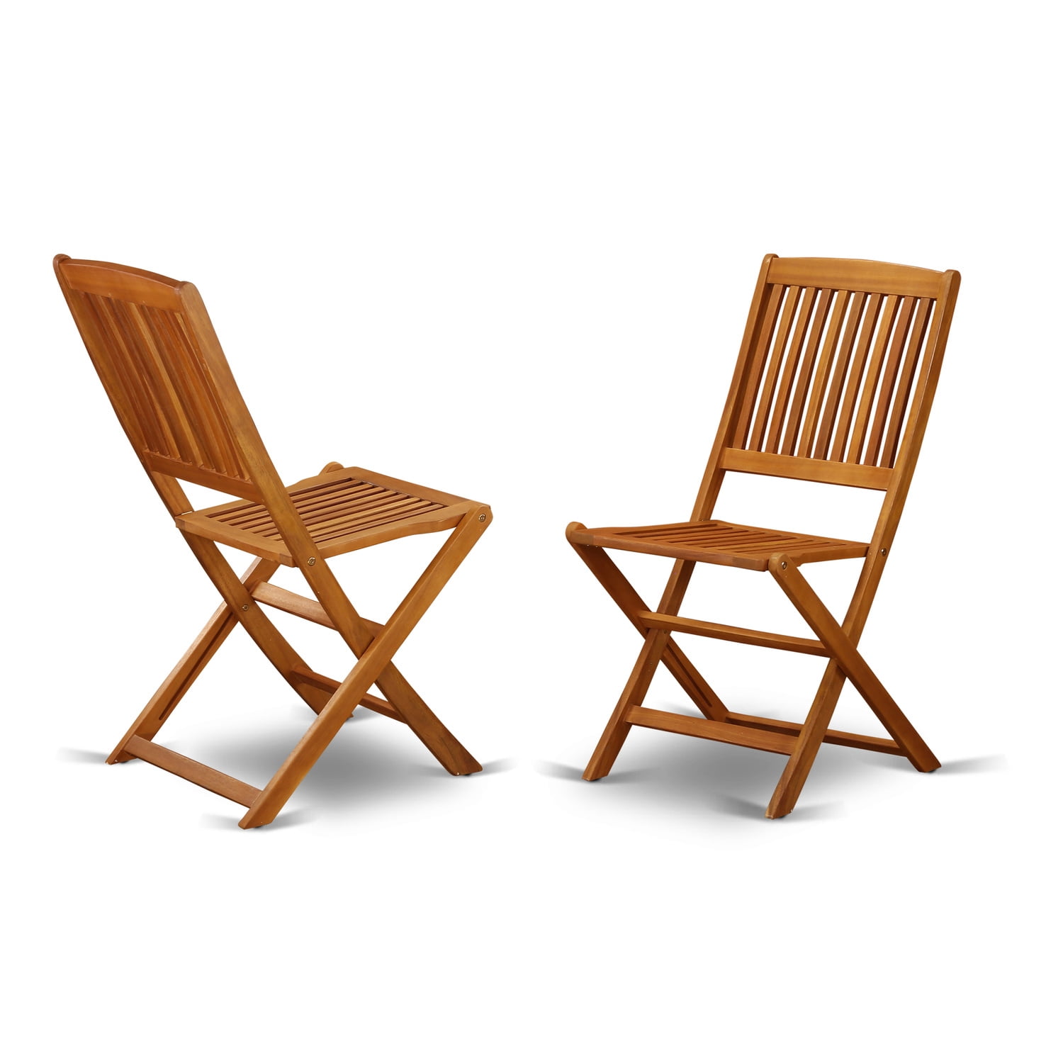 HomeStock Retro Relaxation Solid Acacia Wooden Patio Folding Side Chair -Set Of Two