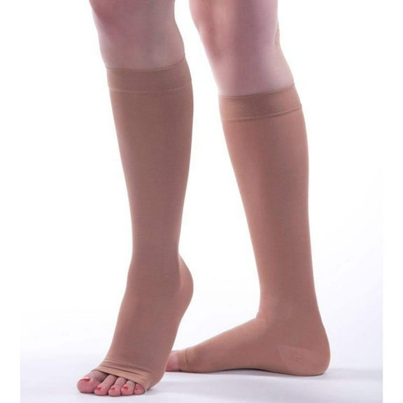 Allegro Soft Microfiber Knee High 20-30 mmHg Compression Socks, Open Toe