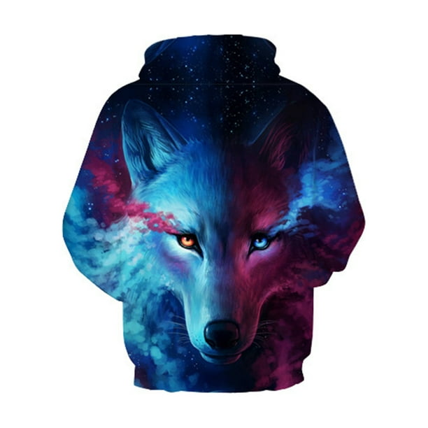 Leadingstar 3D Loup Imprim Sweat Capuche Hommes Femmes Cool