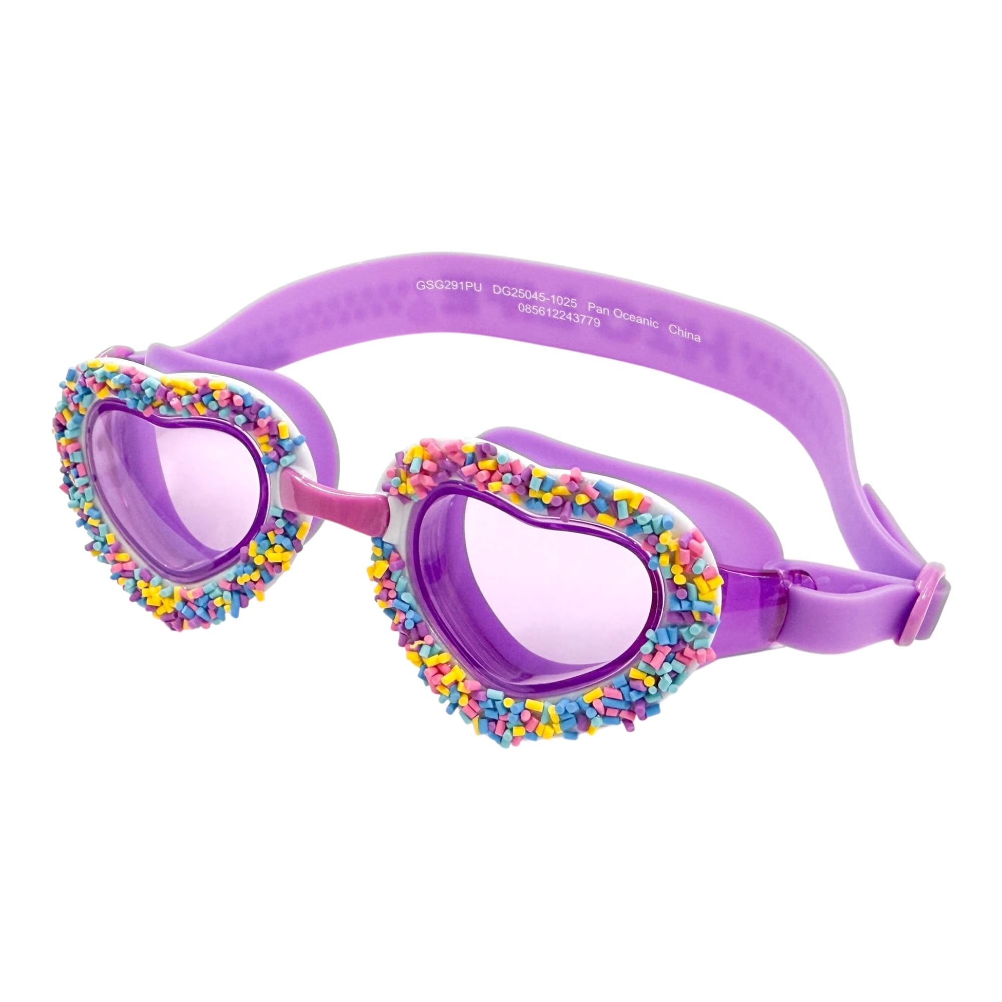 Heart Sprinkles Purple Swim Googles
