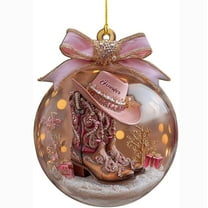 Cheapark 2D Western Cowboy Boot & Hat Christmas Ornament - Personalized Design, Flat 2D Decor for Christmas Tree Western-Themed Holiday Festivities