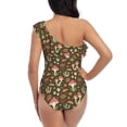 thumbnail image 5 of Sikiie Mushrooms and Autumn Print Women One Piece Swimsuits Tummy Control One Shoulder Bathing Suits Ruffle Swimwear, From S to XXL-X-Large, 5 of 6