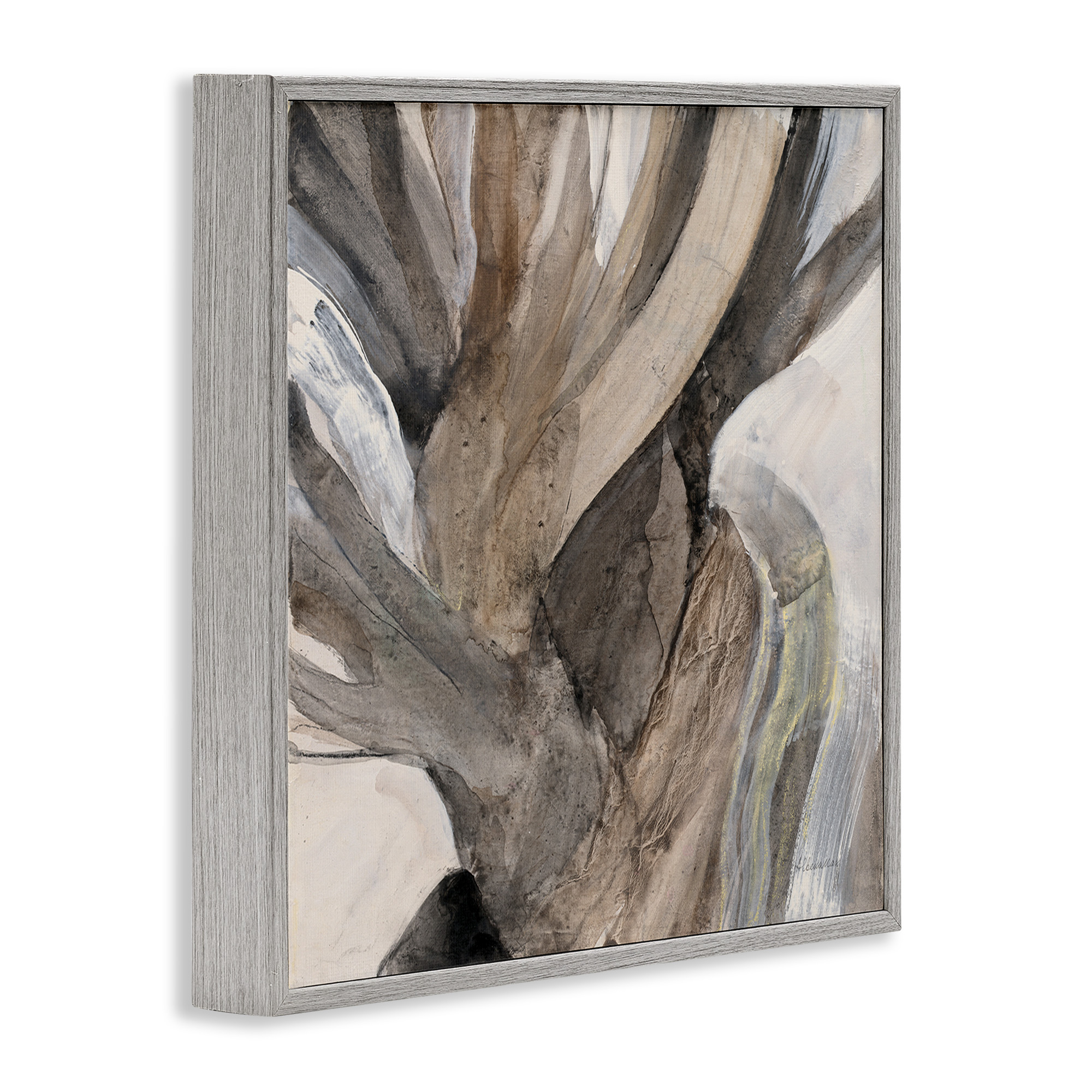 Stupell Industries Twisted Driftwood Abstraction Abstract Painting Gray Framed Art Print Wall Art, 24 x 24
