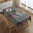 thumbnail image 2 of Brown Traditional Tile Pattern Rectangle Tablecloth 60"x84",Waterproof Polyester Rectangle Table Cloth, Wipeable Spillproof Polyester Tablecloth for Dining, Camping, Indoor and Outdoor, 2 of 5