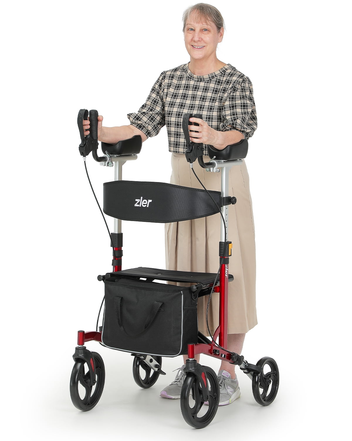 Zler Upright Walker for Seniors, Stand Up Rollator Walker with Big
