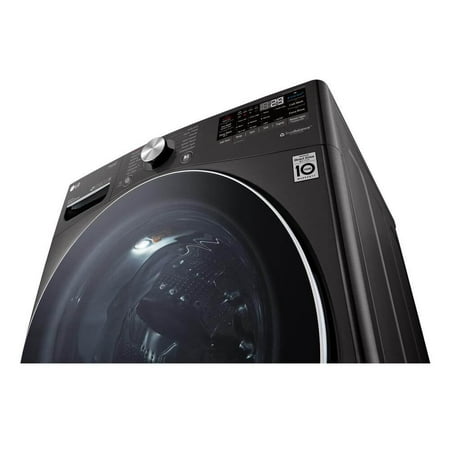 LG - 5.0 Cu. Ft. High-Efficiency Stackable Smart Front Load Washer with Steam and Built-In Intelligence - Black steel