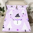 thumbnail image 2 of Manfei Winter Purple Snowman Full Size Sheets, Merry Christmas Bed Sheets, Teens Boys Girls Kids Sheet Sets, Ultra Soft Home Decor, 4pcs, 2 of 7