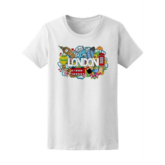 London Icon Doodles T-Shirt Women -Image by Shutterstock, Female Large