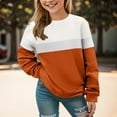 thumbnail image 6 of Sopiago Girl Sweatshirt Casual Long Sleeve Sweatshirt Crew Neck Cute Pullover Relaxed Fit Tops Side Split Orange,4-5 Years, 6 of 7