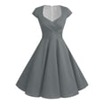 thumbnail image 1 of Vestido retro de fiesta liso para mujer: diseño informal de corte A, cintura alta para diversas ocasiones, tallas S-XXL., 1 of 5