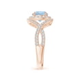 thumbnail image 3 of Angara Natural 1.12 Ct. Aquamarine with Diamond Halo Ring in 14K Rose Gold for Women (Ring Size: 11.5), 3 of 10
