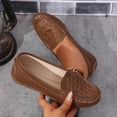 thumbnail image 3 of Women's Classic Comfort Leather Loafers Casual Slip-On Walking Flats Driving Boat Shoes Round Toe Lightweight Low Top Non Slip Cute Business Work Office Dress Shoes Brown 9.5, 3 of 6