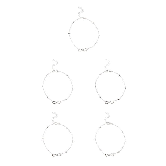 Sonducket Tobillera para niñas, adorno de joyería, cadenas para pies para decoración de vestidos, plata en forma de 8 Type2 NO2 Sonducket CBP200260