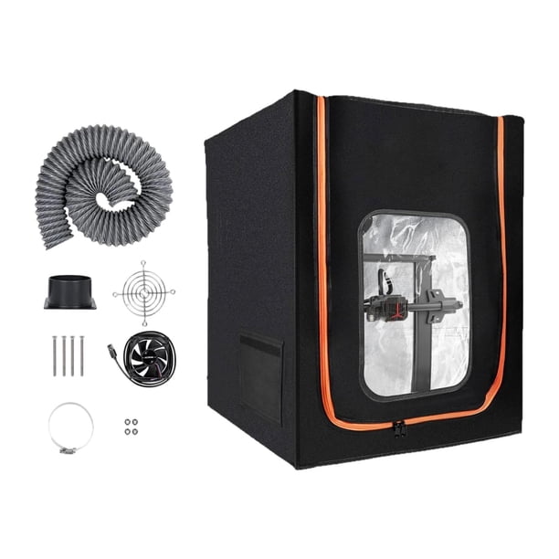Carcasa para impresora 3D con ventilador extracción y visualización para el tubo. Transpirable, ignífuga, portátil. Cubierta protectora