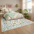 thumbnail image 3 of FairOnly 4'x6'Modern Meadow Bloom Non Slip Low Pile Area Rug Pastoral Floral Machine Washable Rug for Living Room Laundry Kitchen,Green, 3 of 7