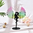 thumbnail image 4 of JIC Gem Titanium Coated Selenite Crystal Angel Aura Wing White Quartz Crystal Rocks Stone Engraved Fat Wing with Display Stand Druzy Decor Chakra Healing Stone 10cm, 4 of 7