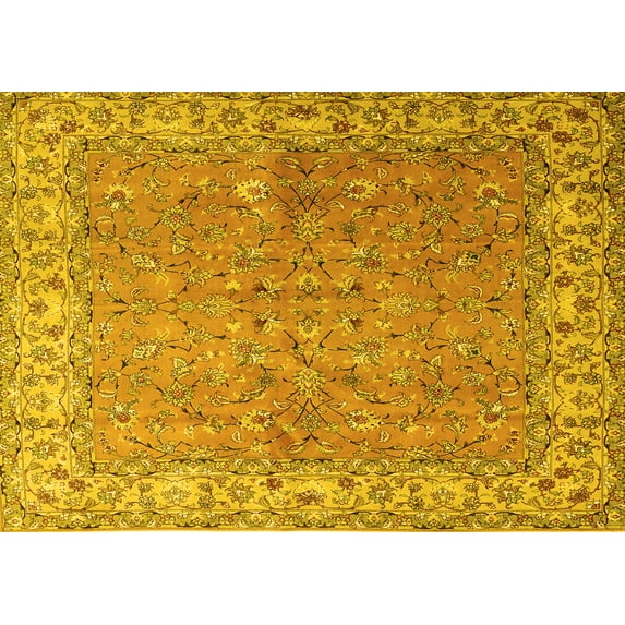 Ahgly Company Indoor Rectangle Persian Yellow Traditional Area Rugs, 6' x 9'