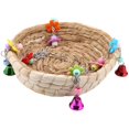 thumbnail image 3 of Birds Nest, Parrot Rattan Nest Birds Straw Nest Swing Hanging Cage Toy with Bells, 3 of 4
