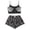 #1-Black, variant on Halloween Pajamas Women Sleeveless Two Piece Goth Print Pajama Set Lettuce Trim Cami Shorts Sleepwear