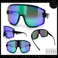 thumbnail image 2 of Color Mirror Child Size Boys Shield Rimless Sport Plastic Sunglasses Black - Green Mirror, 2 of 8