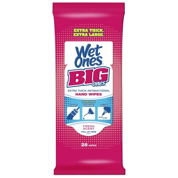 Wet Ones Big Ones Antibacterial Hand Wipes Travel Pack, Fresh, 28 Ct
