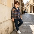 thumbnail image 7 of Stamzod Boys Sweatsuit Set 2 Piece Long Sleeve Flannel Plaid Shirt Hoodie and Jogger Pants Fall Winter 12 Month Boy Clothes Multicolor Y 70, 7 of 7