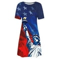 thumbnail image 4 of American Flag Dress for Women 4Th of July Patriotic Shirt Crew Neck Short Sleeve Sundress Elastic High Waist Dresses Summer Baggy Boho Mini Dress Beach Vacation Sun-Dress 2025, 4 of 5