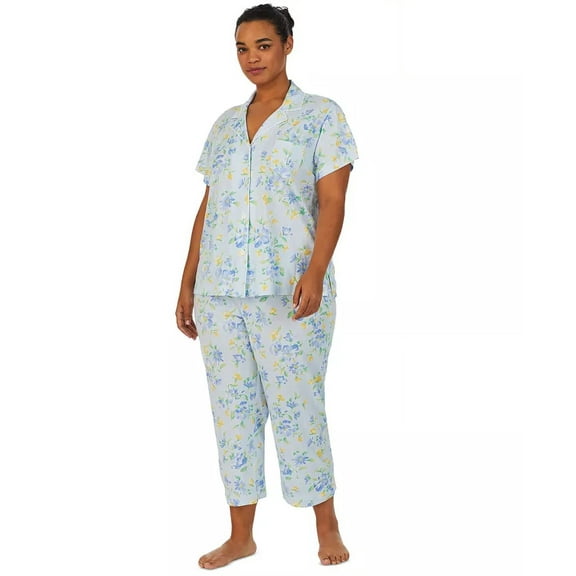 Lauren Ralph Lauren Plus Size Floral Capri Pajamas Blue Novelty 2X