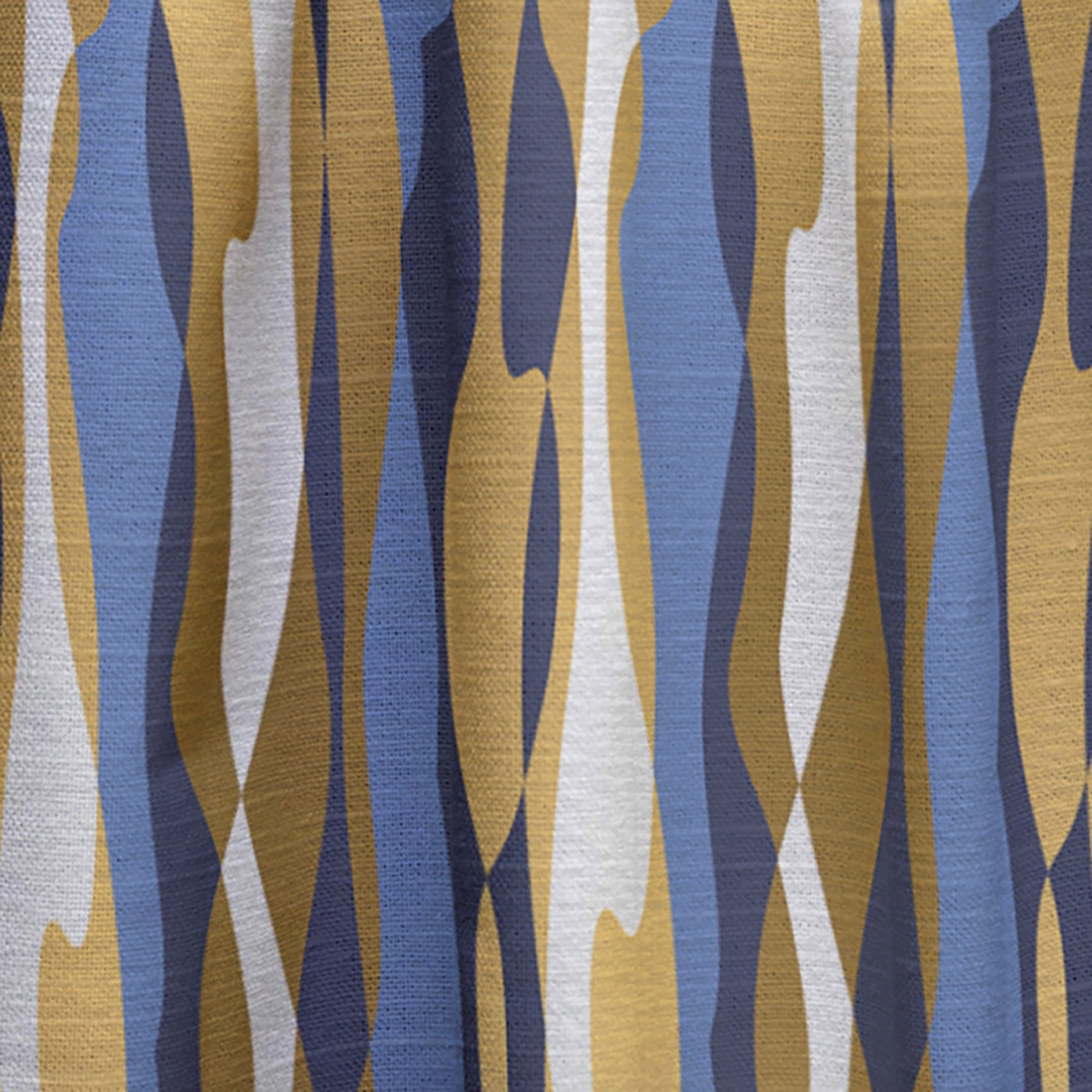 Designart 'Retro Luxury Waves In Blue and Gold I' Mid-Century Modern Curtain Panel