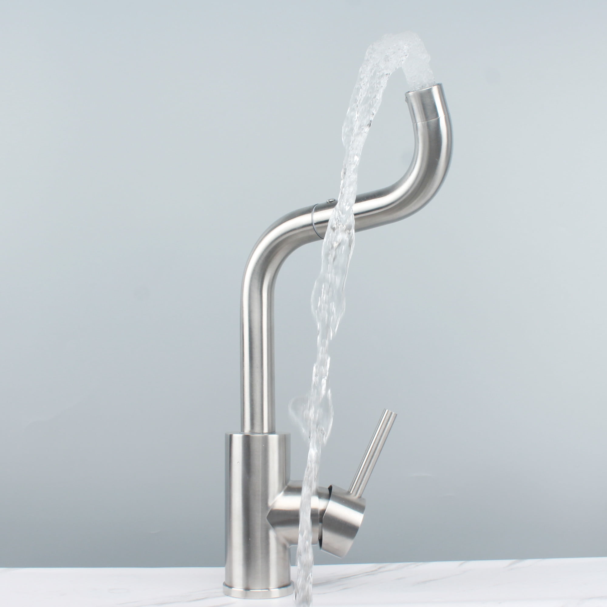 Brushed Nickel Bathroom Faucet for Sink 1 Hole Bar Faucet Single Hole Single Handle Vanity Faucet 360 Swivel Spout