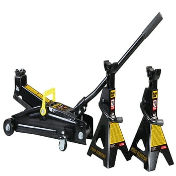 Black Jack 2.25 Ton Trolley Jack with 2.25 Ton Jack Stands in Case Black - T82253W