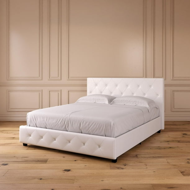 Dhp Dakota Upholstered Platform Bed, Upholstered Bed Frame Queen White