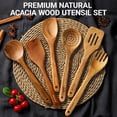thumbnail image 6 of Kikcoin Wooden Cooking Utensil Set, 6 Pcs Acacia Wood Spoons for Cooking, Kitchen Utensils Set for Nonstick Pots, 6 Hooks Included, Heat Resistant, 6 of 9