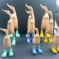 thumbnail image 5 of Resin Duck Statue Garden Sculpture Cute Cartoon Ducks Wearing Spotted Wellies Boot Good Luck Figurine Yellow-S, 5 of 5