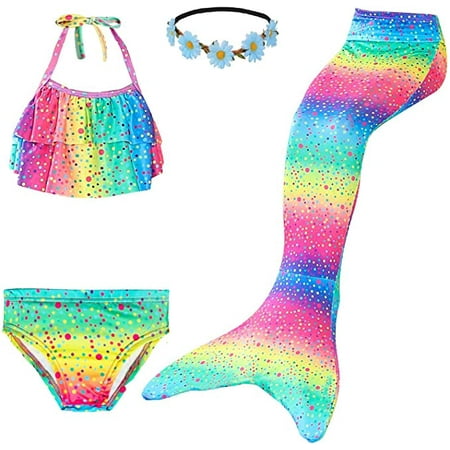

Familycrazy Mermaid Tails Mermaid Tails for Swimming Girls Swimsuit Princess Bikini Set Bathing Suit Swimmable Costume (No Monofin)